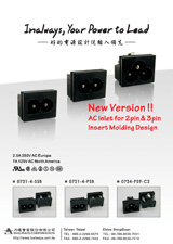 AC Inlet for 2pin and 3pin Insert Molding Design.